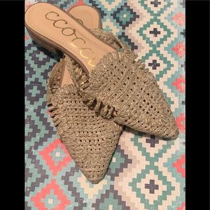 Ccocci Khaki Monaco Raffia flats